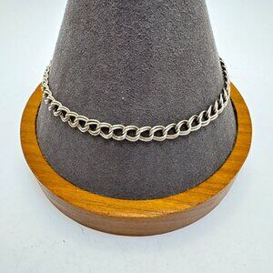 Sterling Silver 925 Double Link Chain Bracelet Lobster Clasp Size 8.25" Length